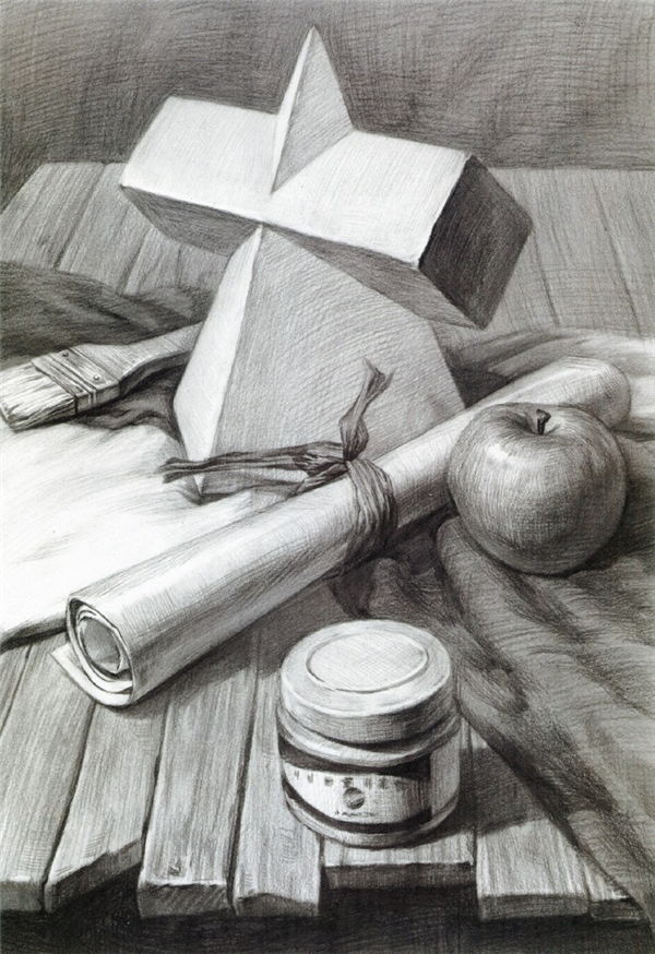 石膏幾何體素描步驟圖