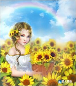 奇天CG學院,奇幻插畫,向日葵少女