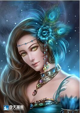 奇天CG學院,奇幻插畫,藍色妖姬