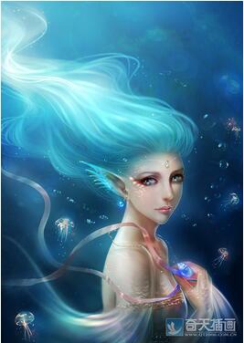 奇天CG學院,奇幻插畫,海底精靈
