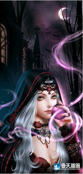 奇天CG學院,奇幻插畫,暗夜魔咒