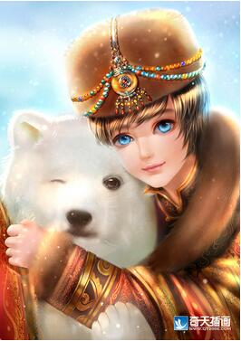 奇天CG學院,奇幻插畫,白熊與少年