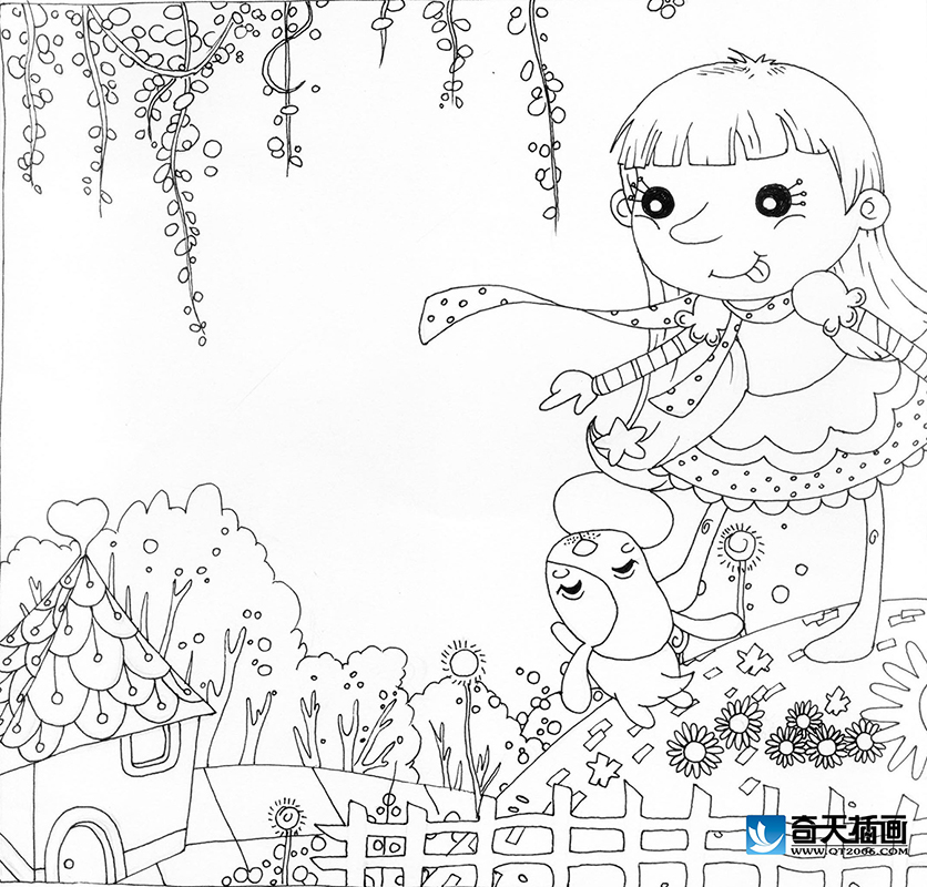 奇天CG學院,手繪插畫,春天到了