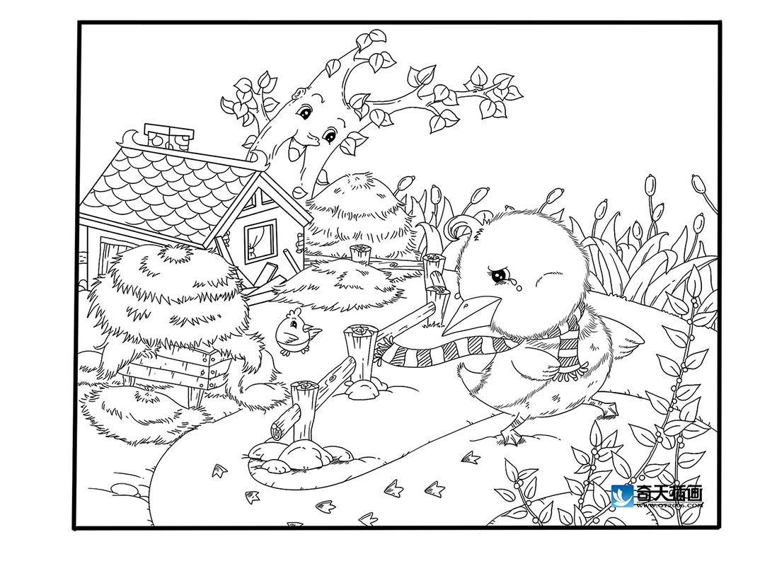 奇天CG學院,手繪插畫,丑小鴨-離開農舍