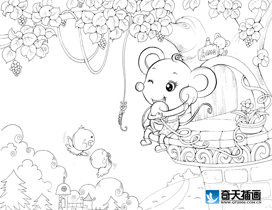 奇天CG學院,手繪插畫,打電話-