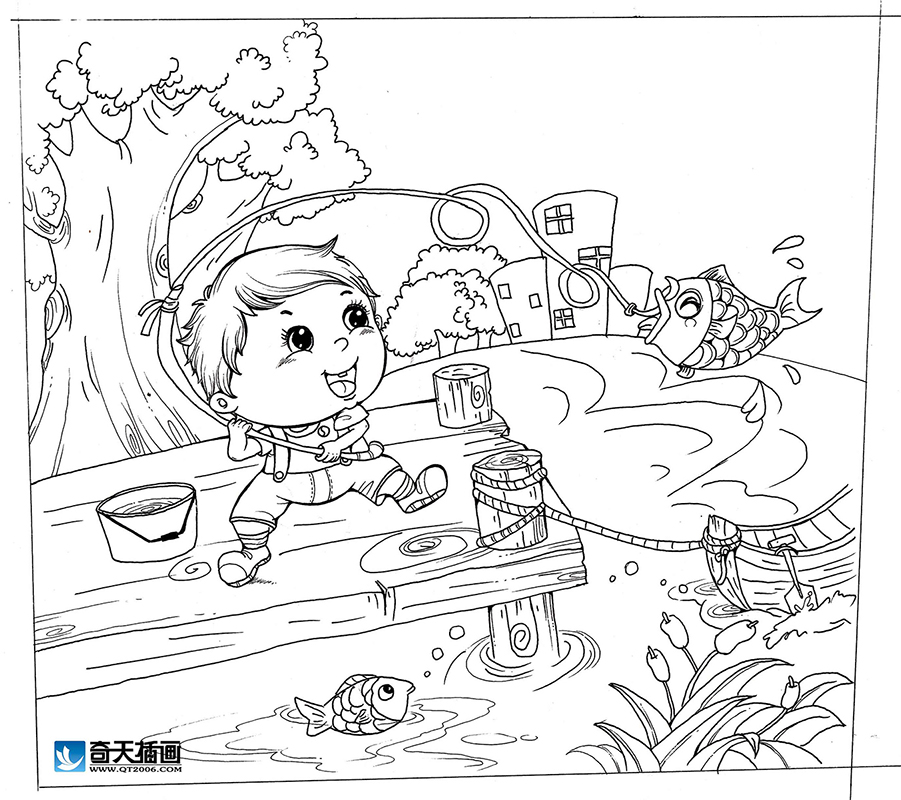 奇天CG學院,手繪插畫,釣魚 (2)