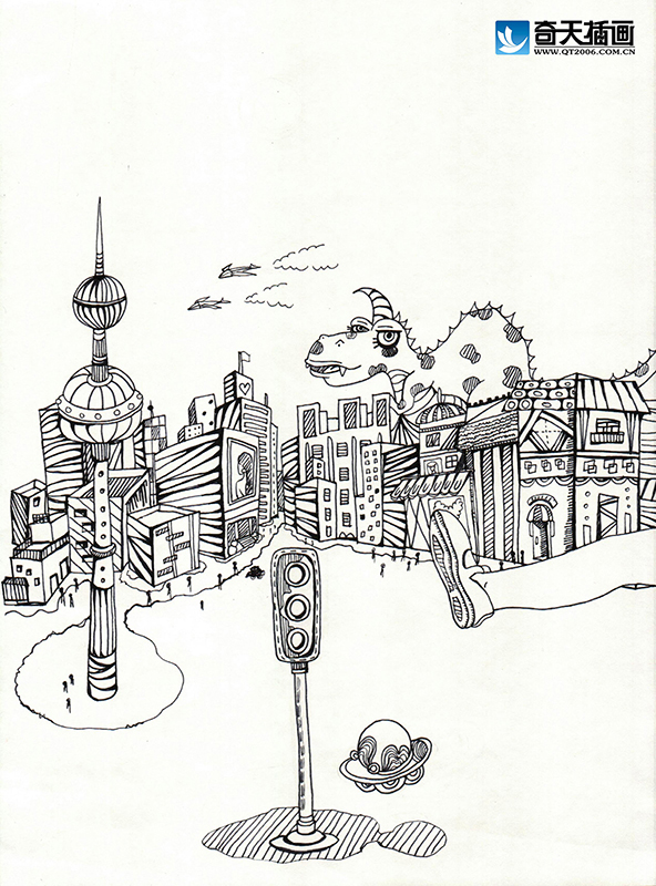 奇天CG學院,手繪插畫,不一樣的城市