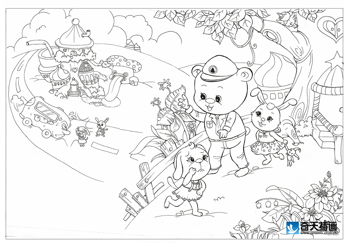 奇天CG學院,手繪插畫,安全牢牢記心間