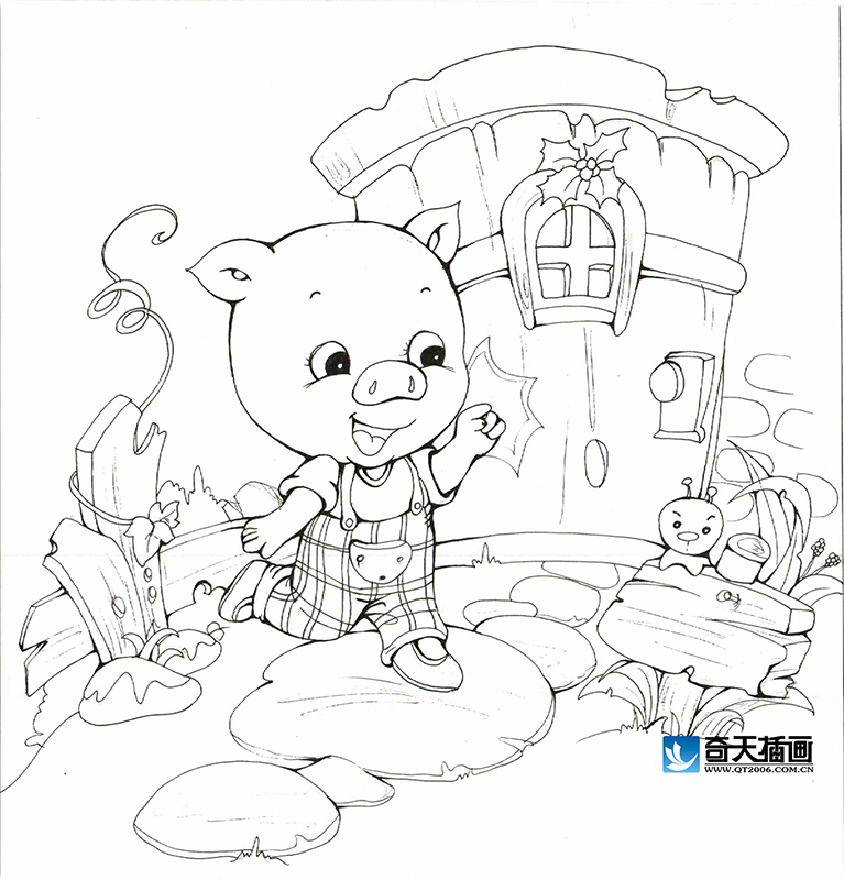 奇天CG學院,手繪插畫,小豬