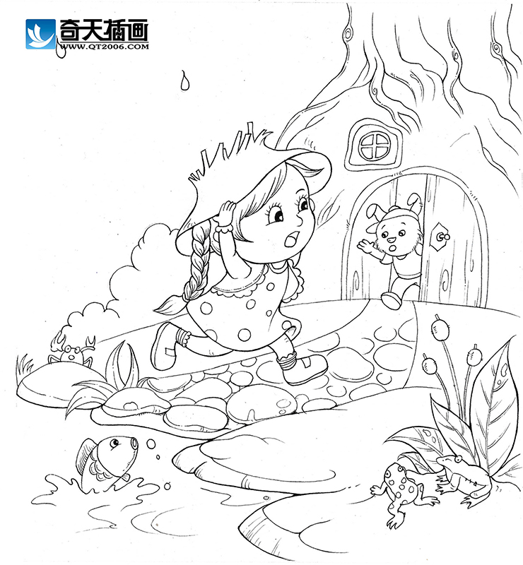 奇天CG學院,手繪插畫,要下雨了