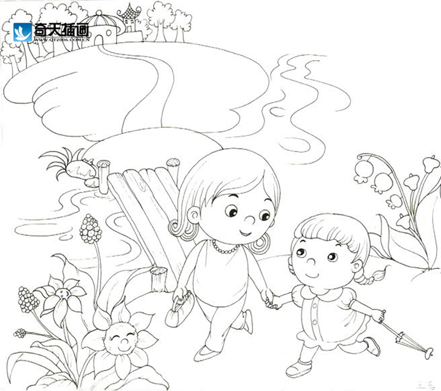 奇天CG學院,手繪插畫,去外婆家