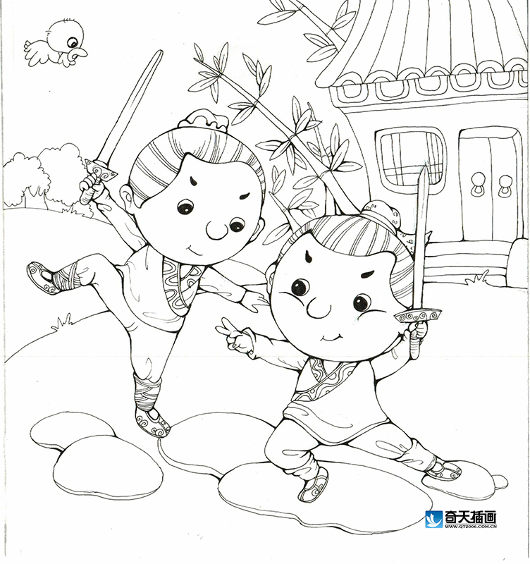 奇天CG學院,手繪插畫,三字經比劍