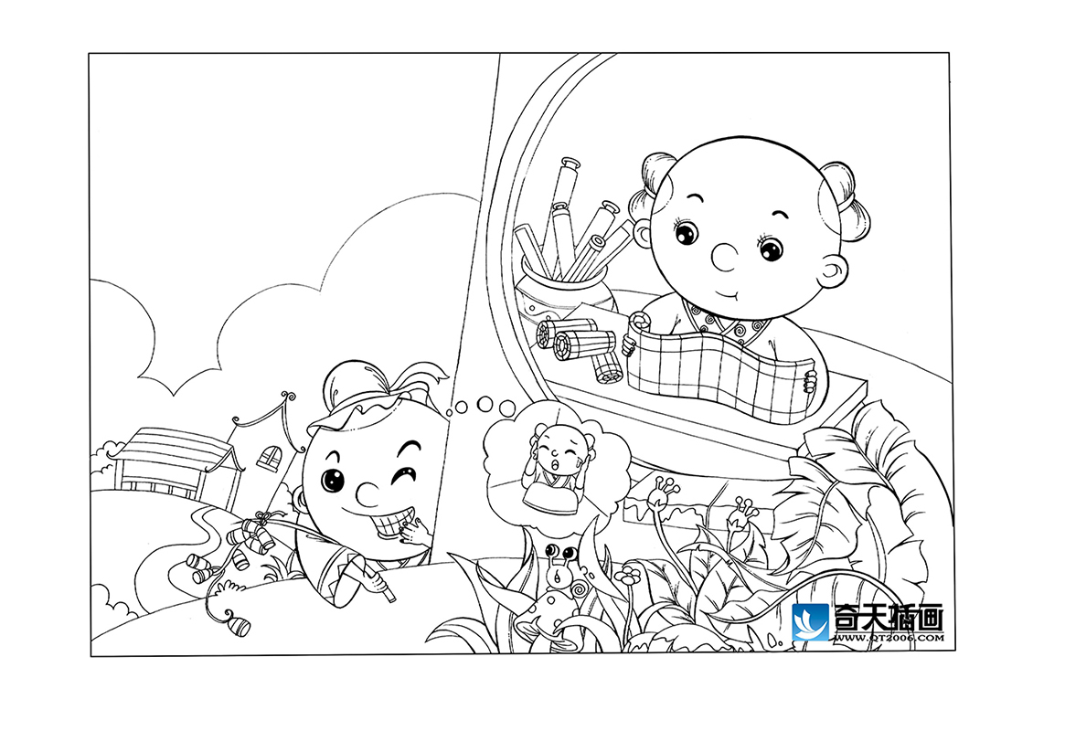 奇天CG學院,手繪插畫,讀書