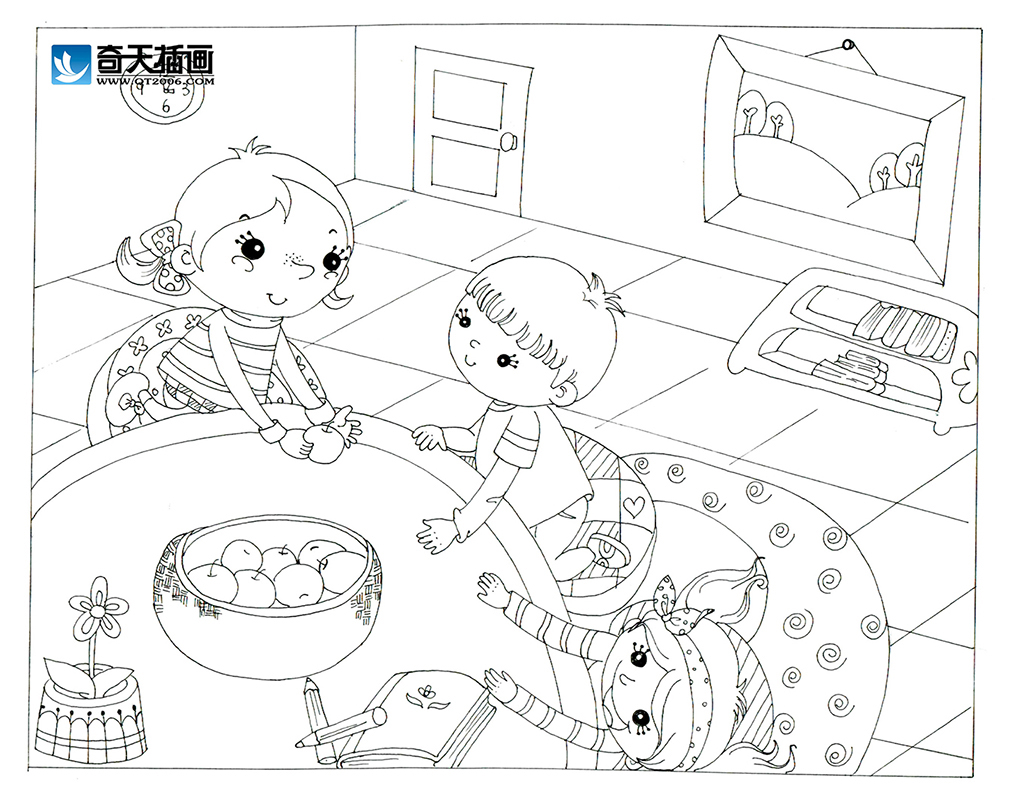 奇天CG學院,手繪插畫,分蘋果