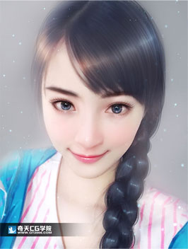 奇天CG學院,視覺插畫,相片轉手繪麻花辮女孩