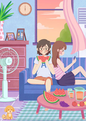 奇天CG學院,視覺插畫,扁平夏天室內