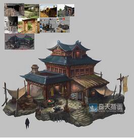 奇天CG學院,游戲場景,中國風鐵匠鋪單體設計
