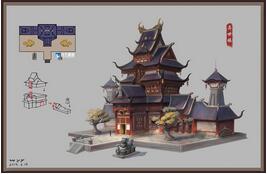 奇天CG學院,游戲場景,中國古建異世樓