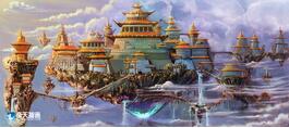 奇天CG學院,游戲場景,天空之城